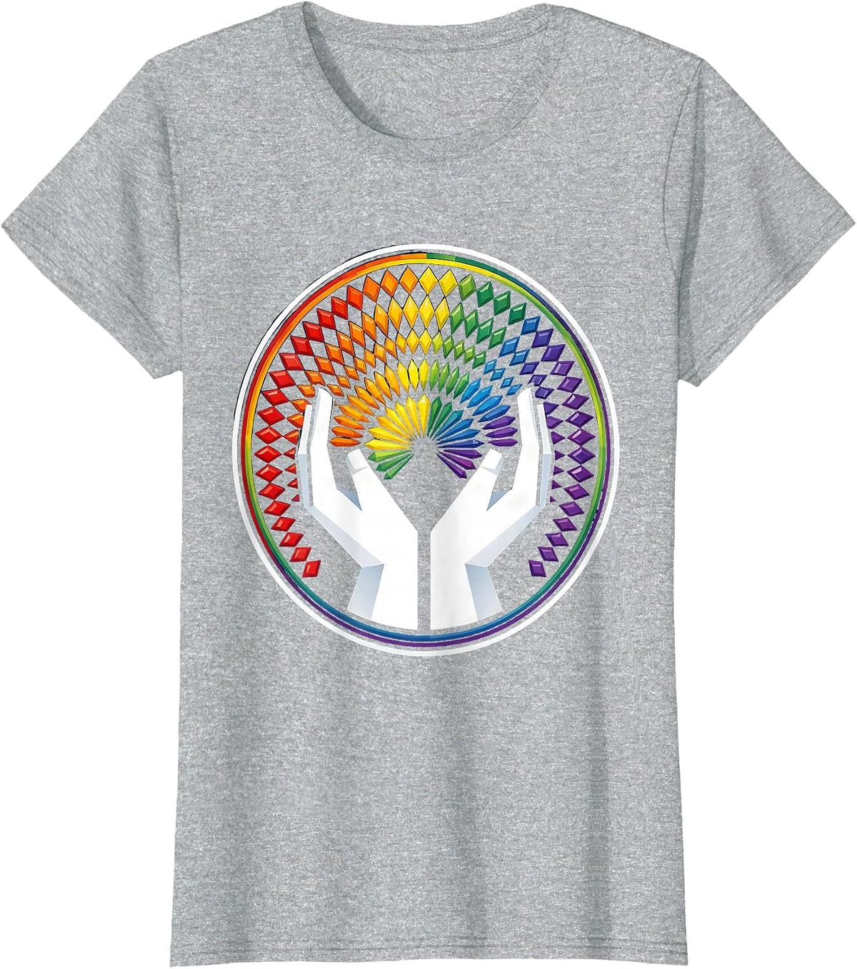 Women's Autism Awareness Rainbow Stones Arrangement Art T-Shirt - Heather Grey