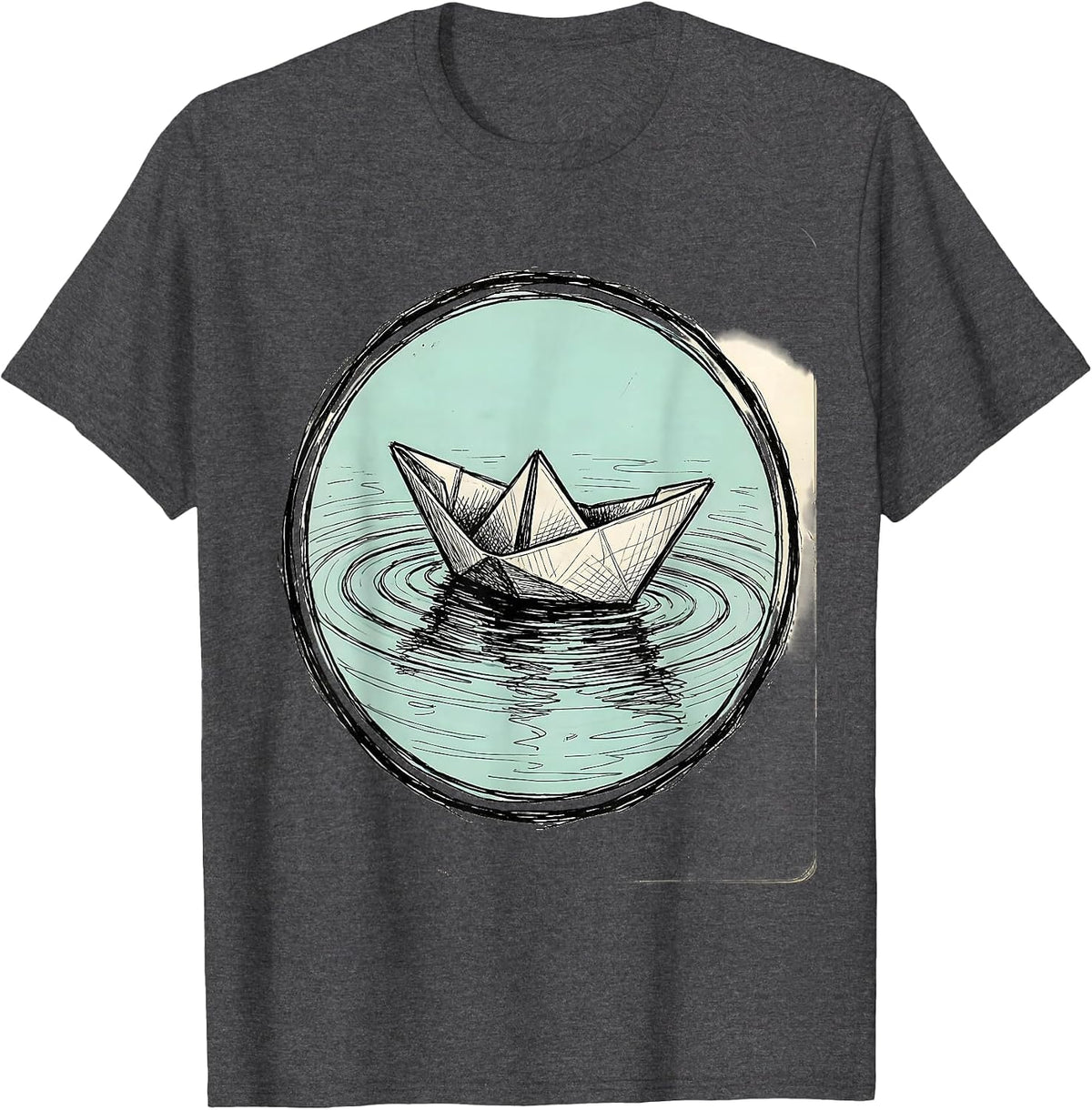 Men's Autism Awareness Paper Boat Reflective Water Design T-Shirt - Dark Heather Grey