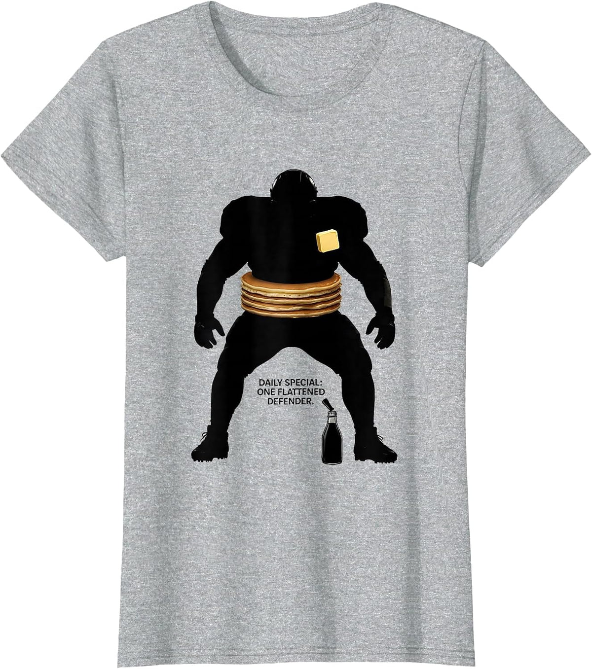 Daily Special One Flattened Defender Funny Football Lineman T-Shirt - Heather Grey