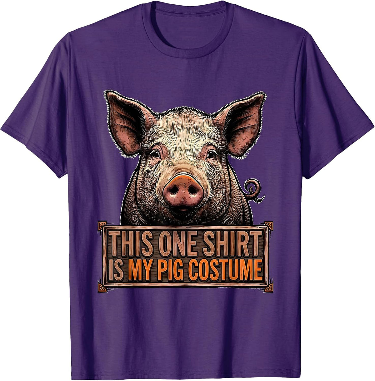 Men's This One Shirt Is My Pig Costume Funny Halloween Pig Lover T-Shirt - Purple