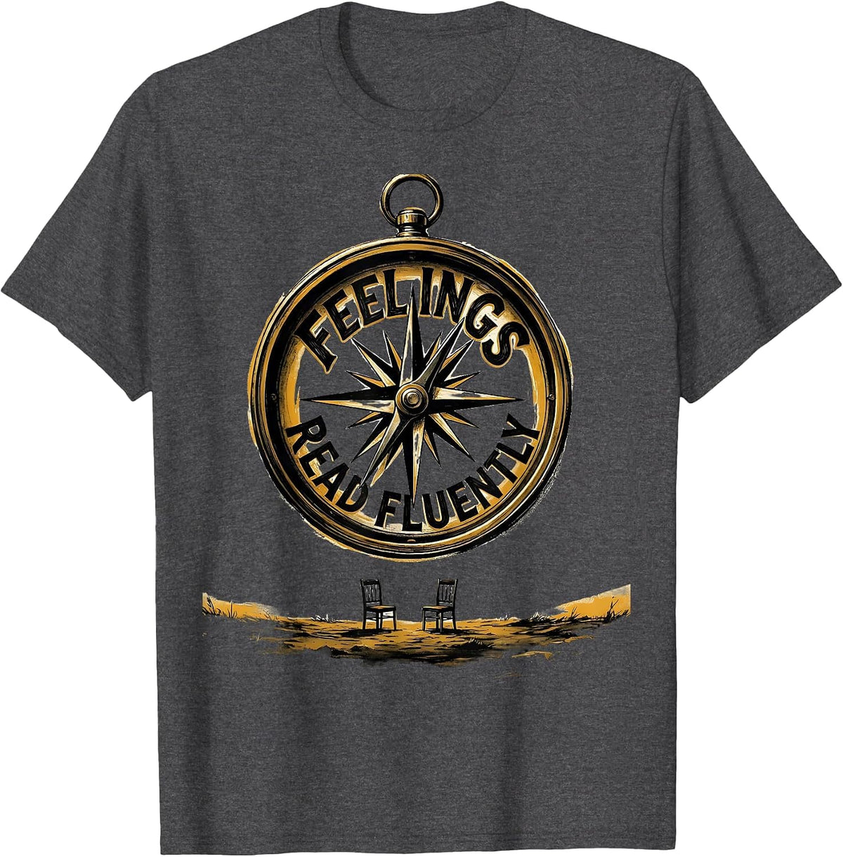 Feelings, Read Fluently Groovy Retro School Counselor T-Shirt - Dark Heather Grey