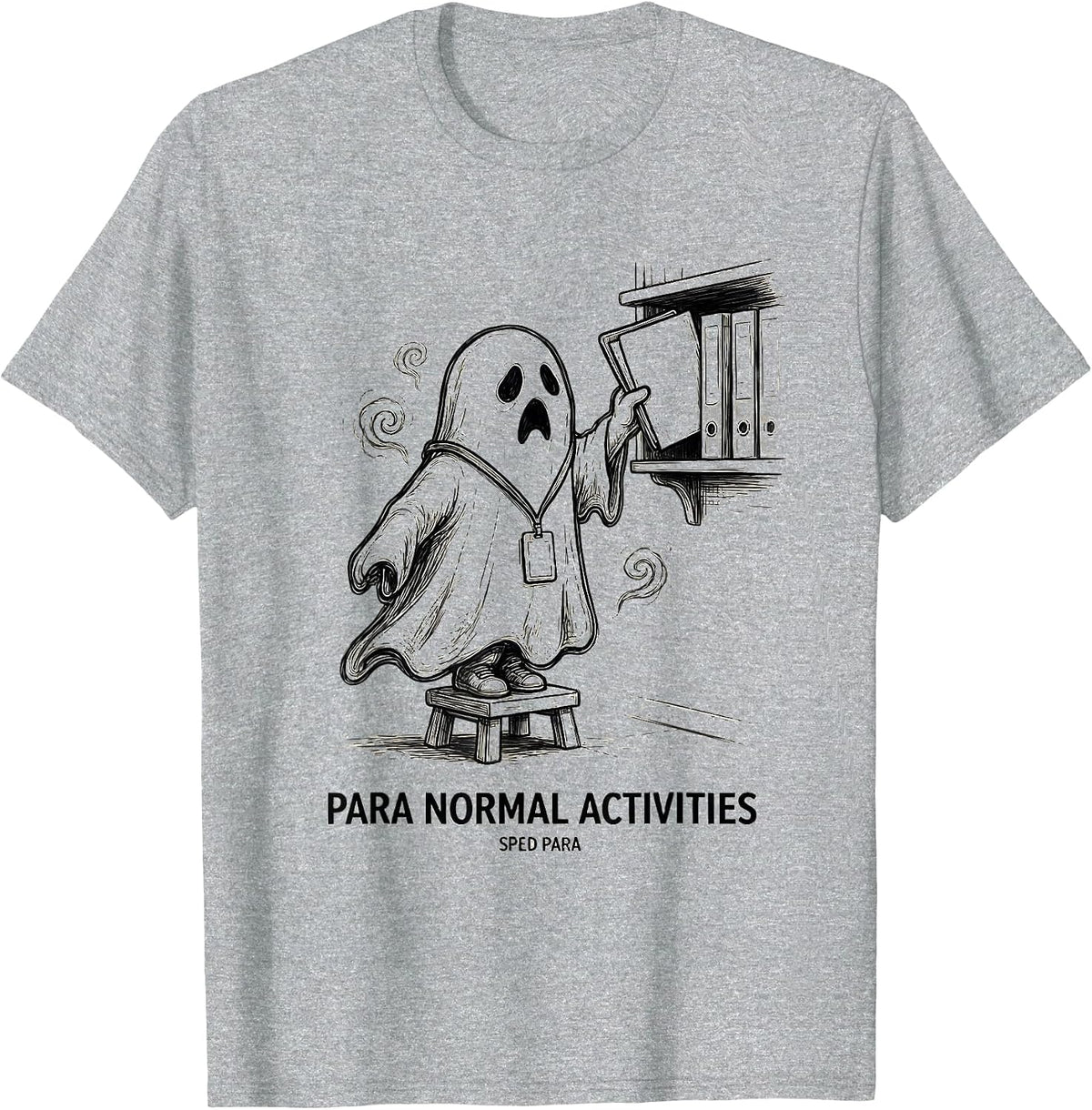 Men's Para Normal Activities SPED Para Ghost Halloween T-Shirt - Heather Grey