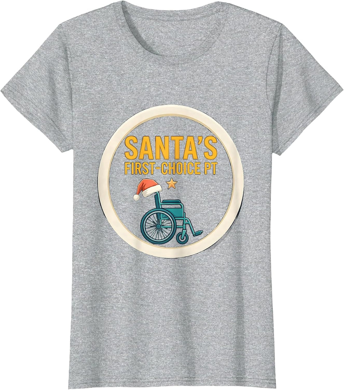 Santa's First-Choice PT Funny Physical Therapist Christmas T-Shirt - Heather Grey