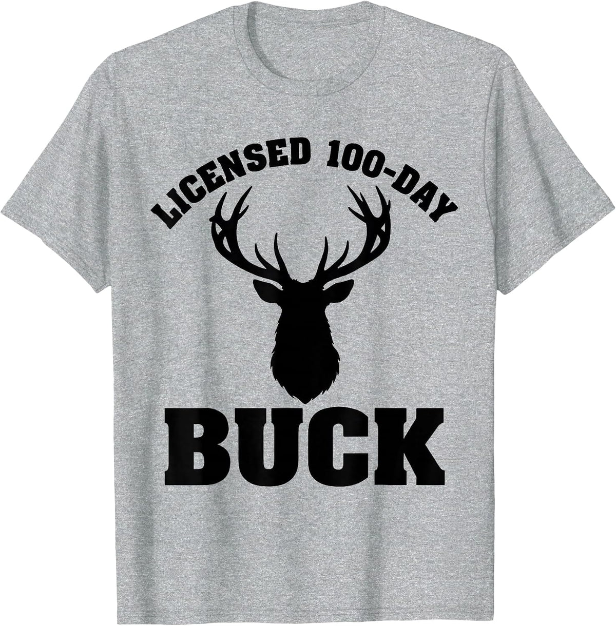 Men's Licensed 100-Day Buck Camo Deer Hunting Boys 100th Day T-Shirt - Heather Grey