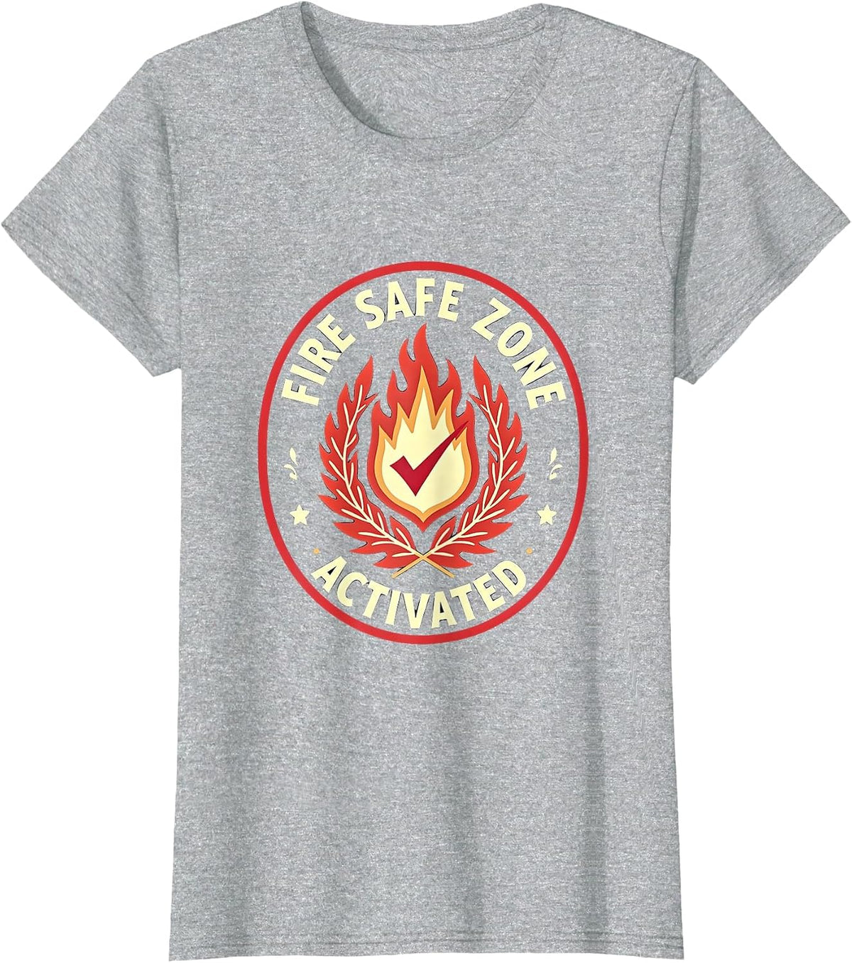 Fire Safe Zone Activated Fire Resistant Design T-Shirt - Heather Grey