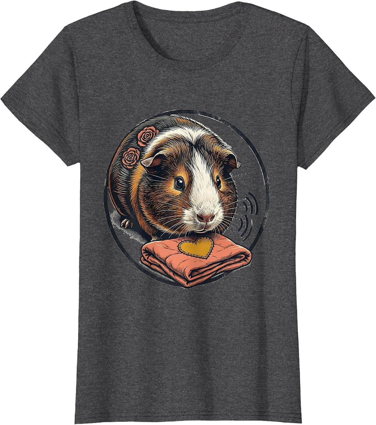 Women's Guinea Pig Rosette Lap Blanket Cavy Lover Screenprint Poster T-Shirt - Dark Heather Grey