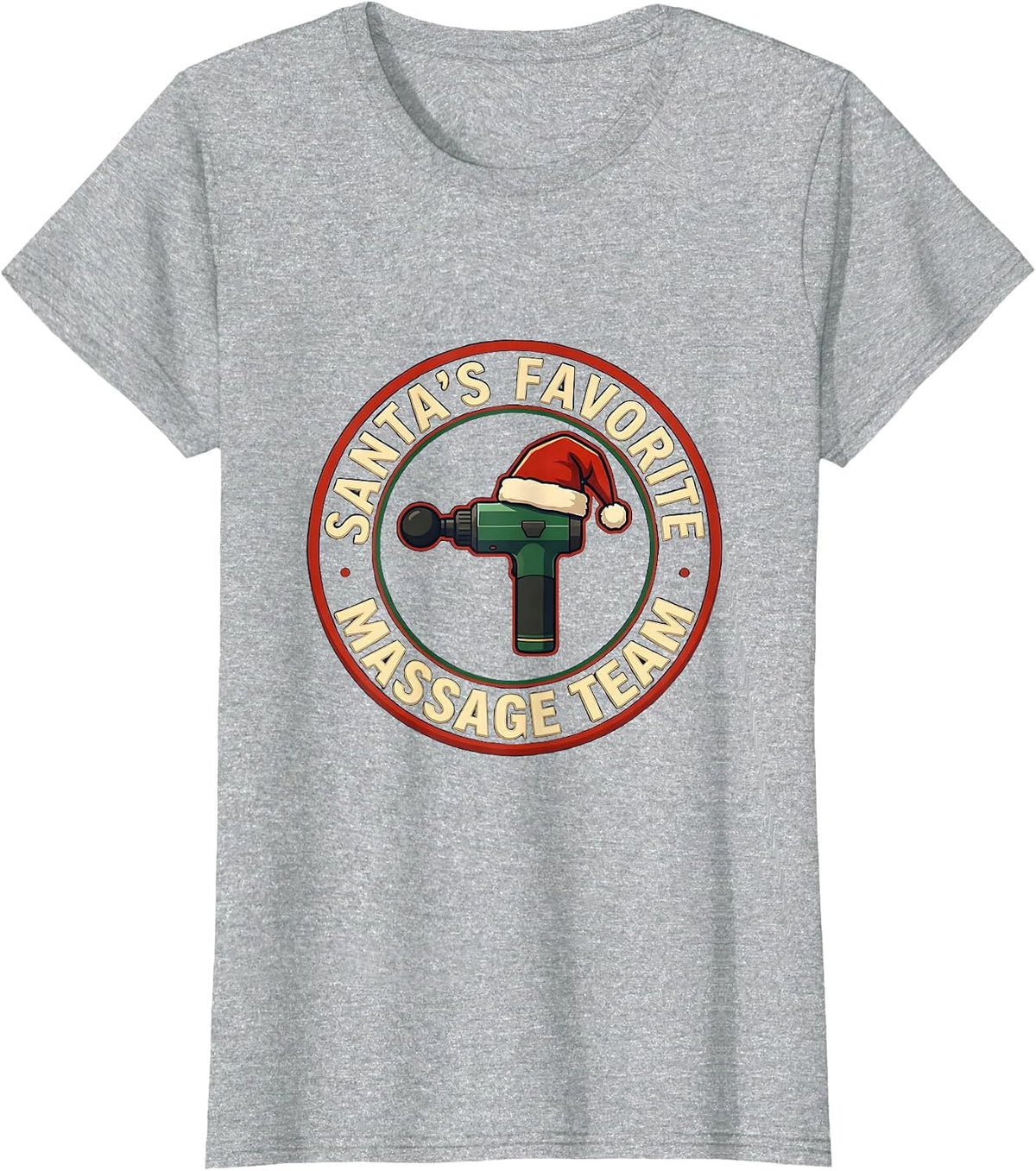 Santa's Favorite Massage Team Funny Physical Therapy T-Shirt - Heather Grey