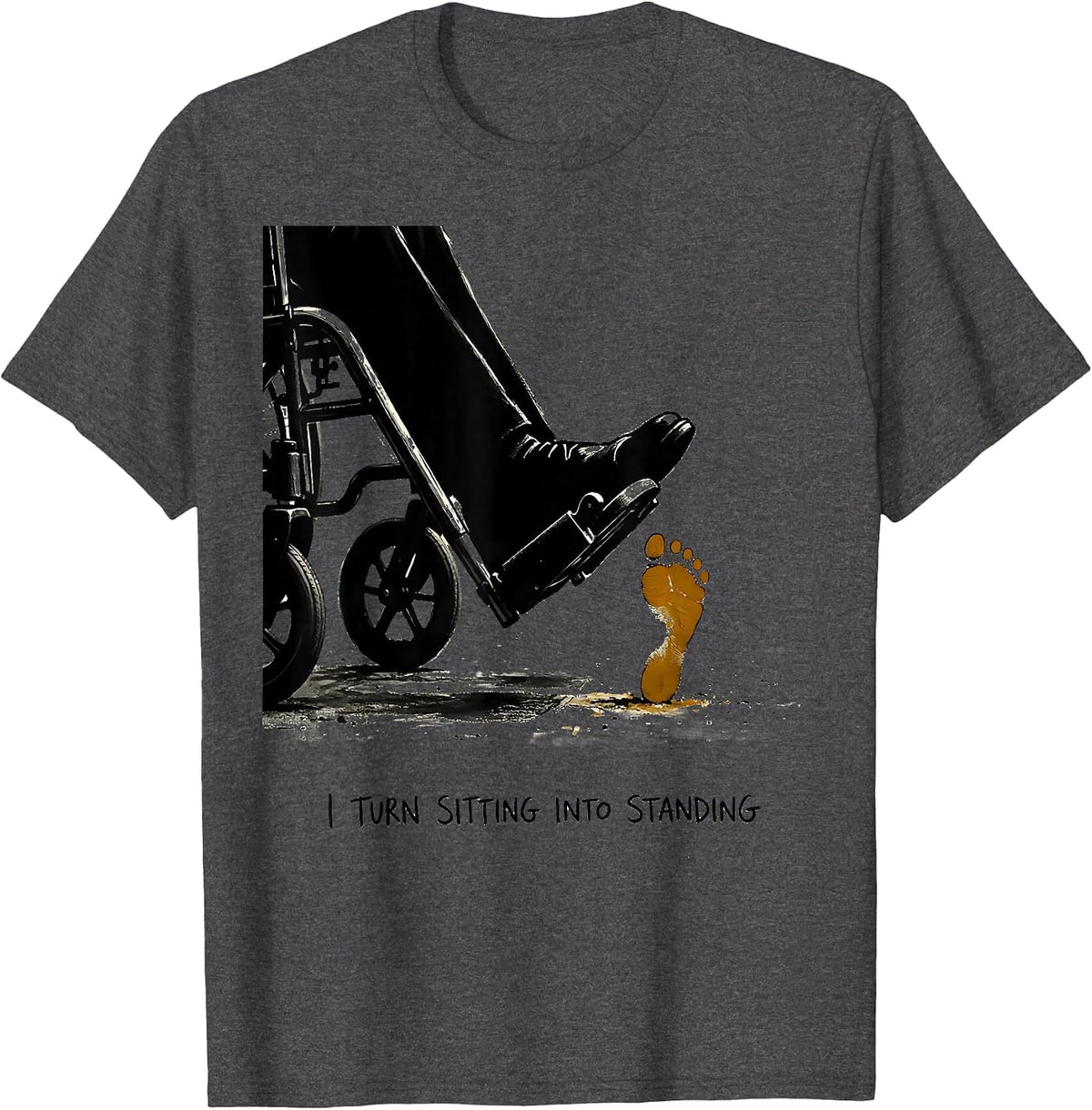 I Turn Sitting Into Standing Physical Therapy PT Humor T-Shirt - Dark Heather Grey