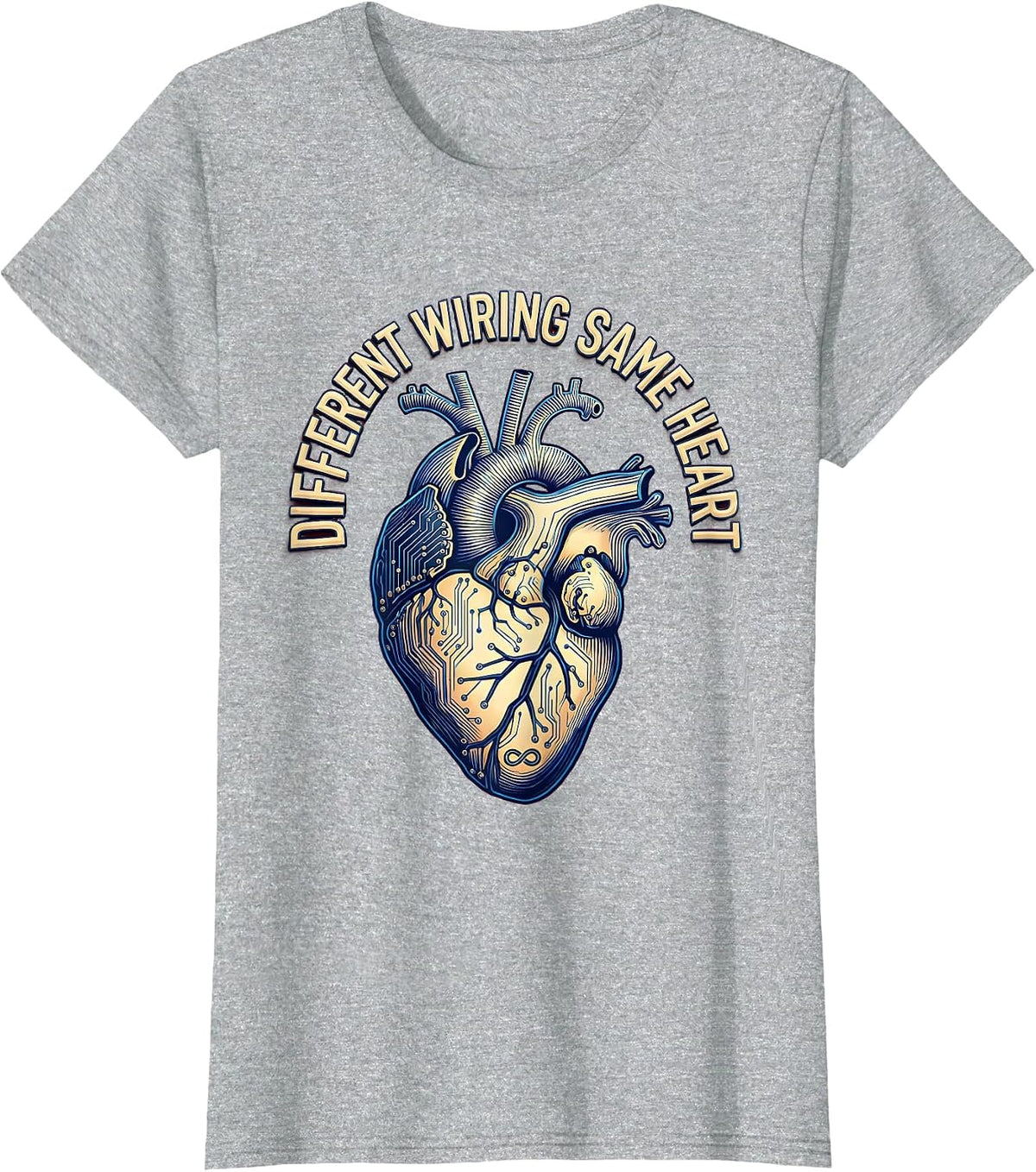 Different Wiring Same Heart Autism Awareness Design T-Shirt - Heather Grey