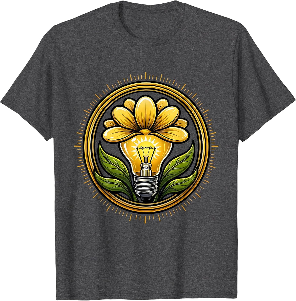 Men's Sped Teacher Lightbulb Bloom Floral Design T-Shirt - Dark Heather Grey