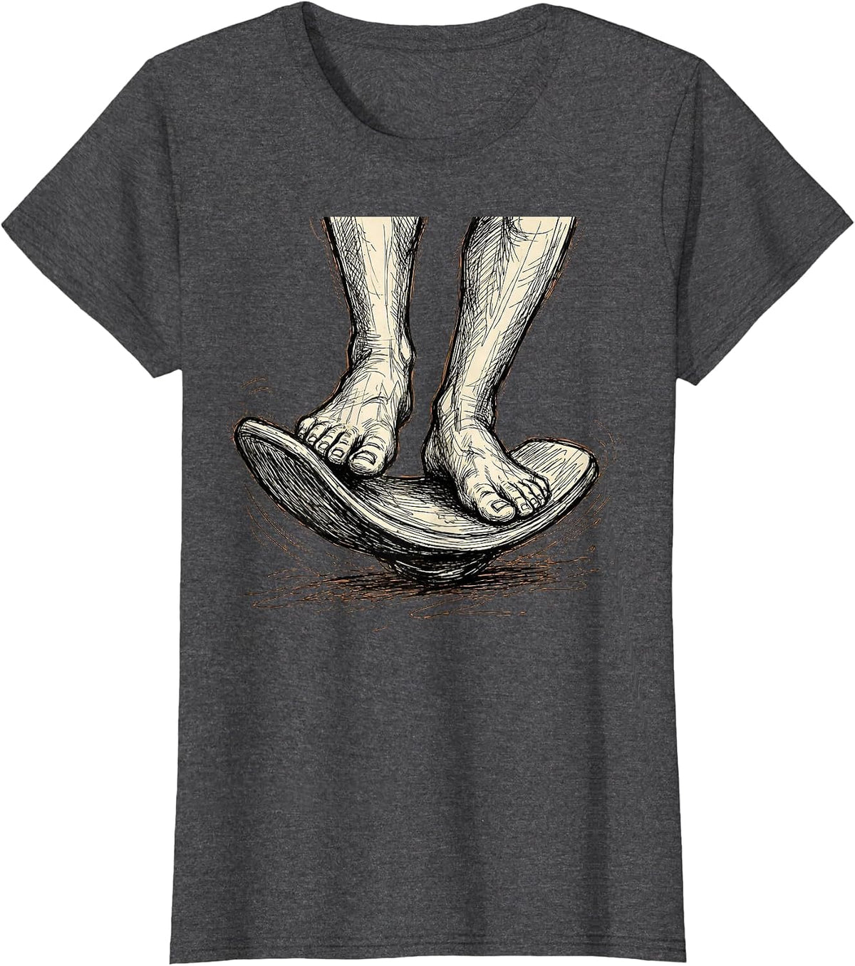 Women's Physical Therapy Balance Board Graphic T-Shirt - Dark Heather Grey