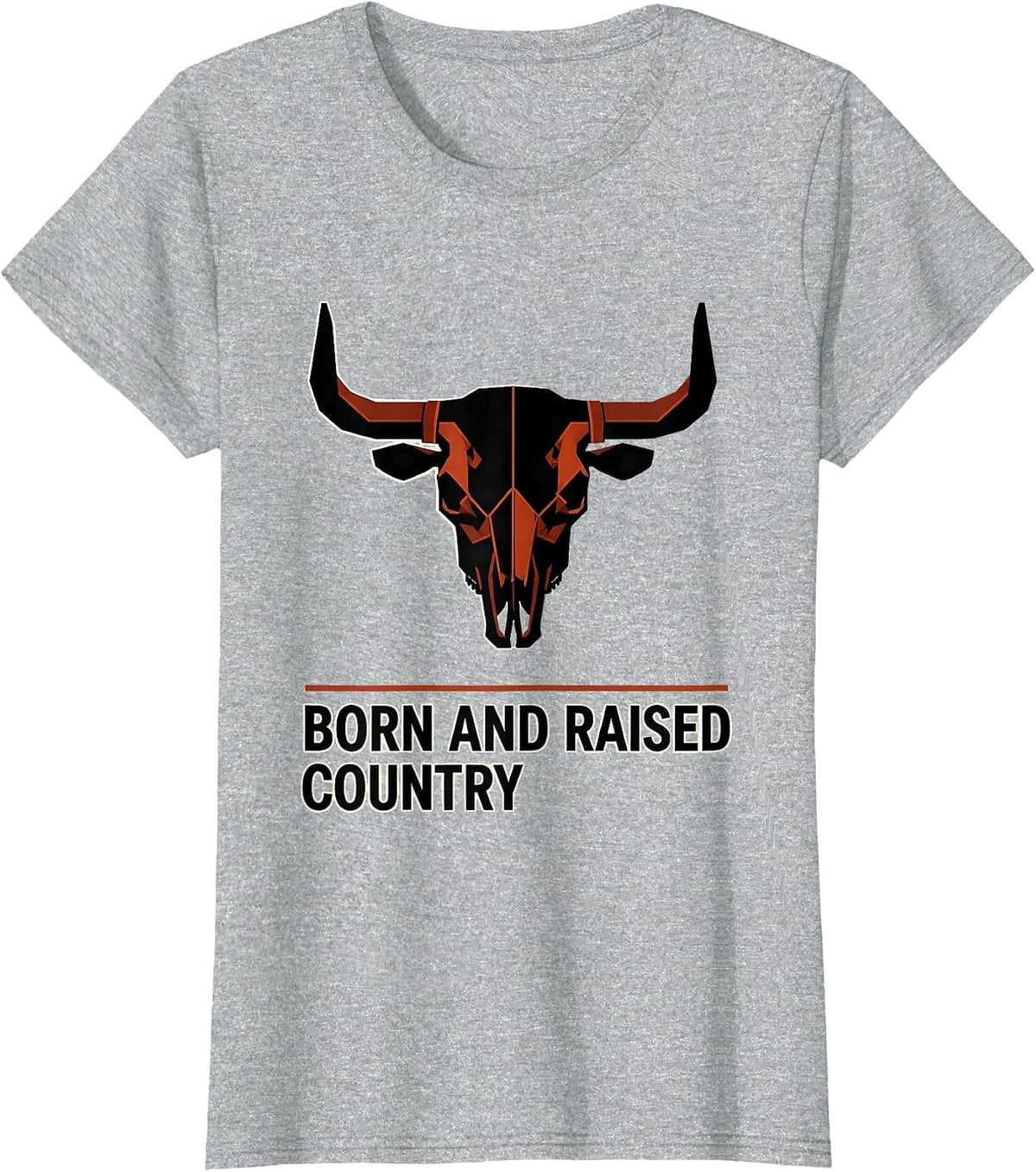 Women's Born and Raised Country Pride Graphic Design T-Shirt - Heather Grey