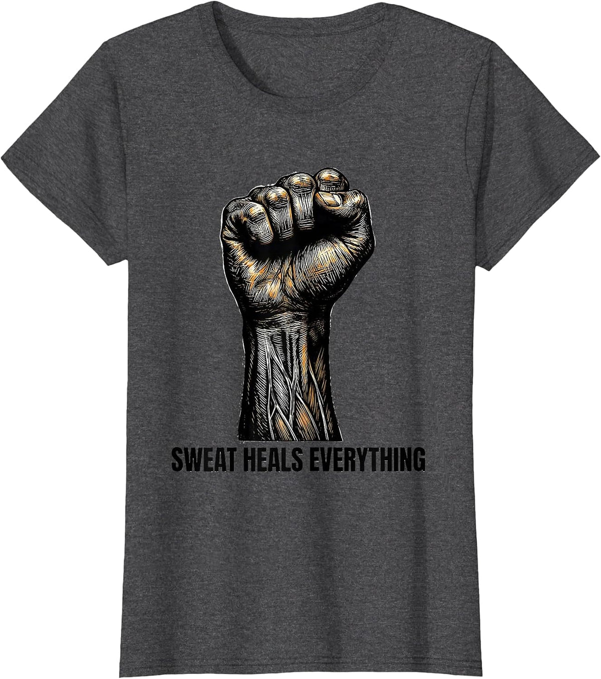 Women's Sweat Heals Everything Physical Therapy Design T-Shirt - Dark Heather Grey