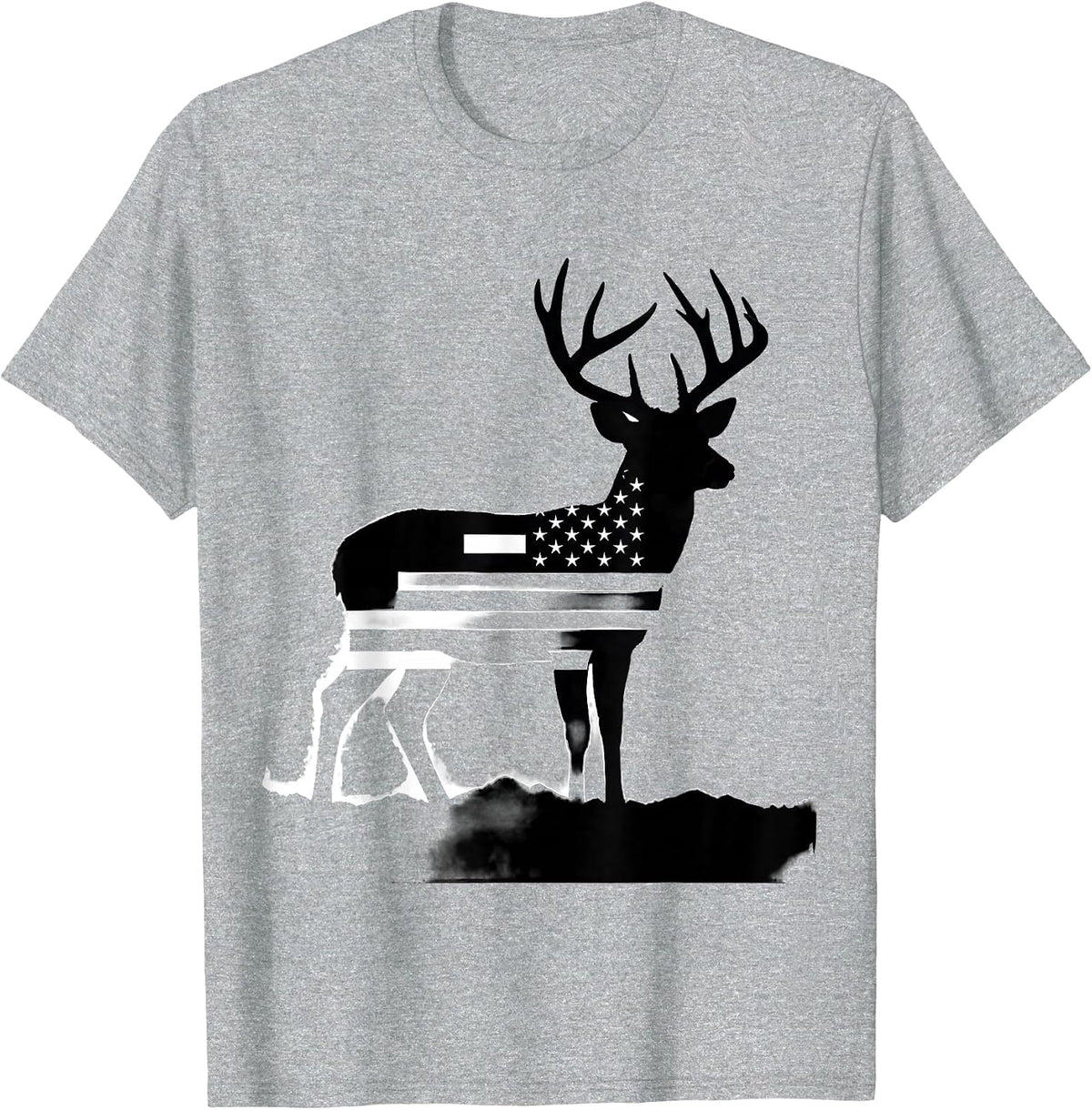 Men's Standing Whitetail Buck Silhouette Deer Hunting Dad T-Shirt - Heather Grey