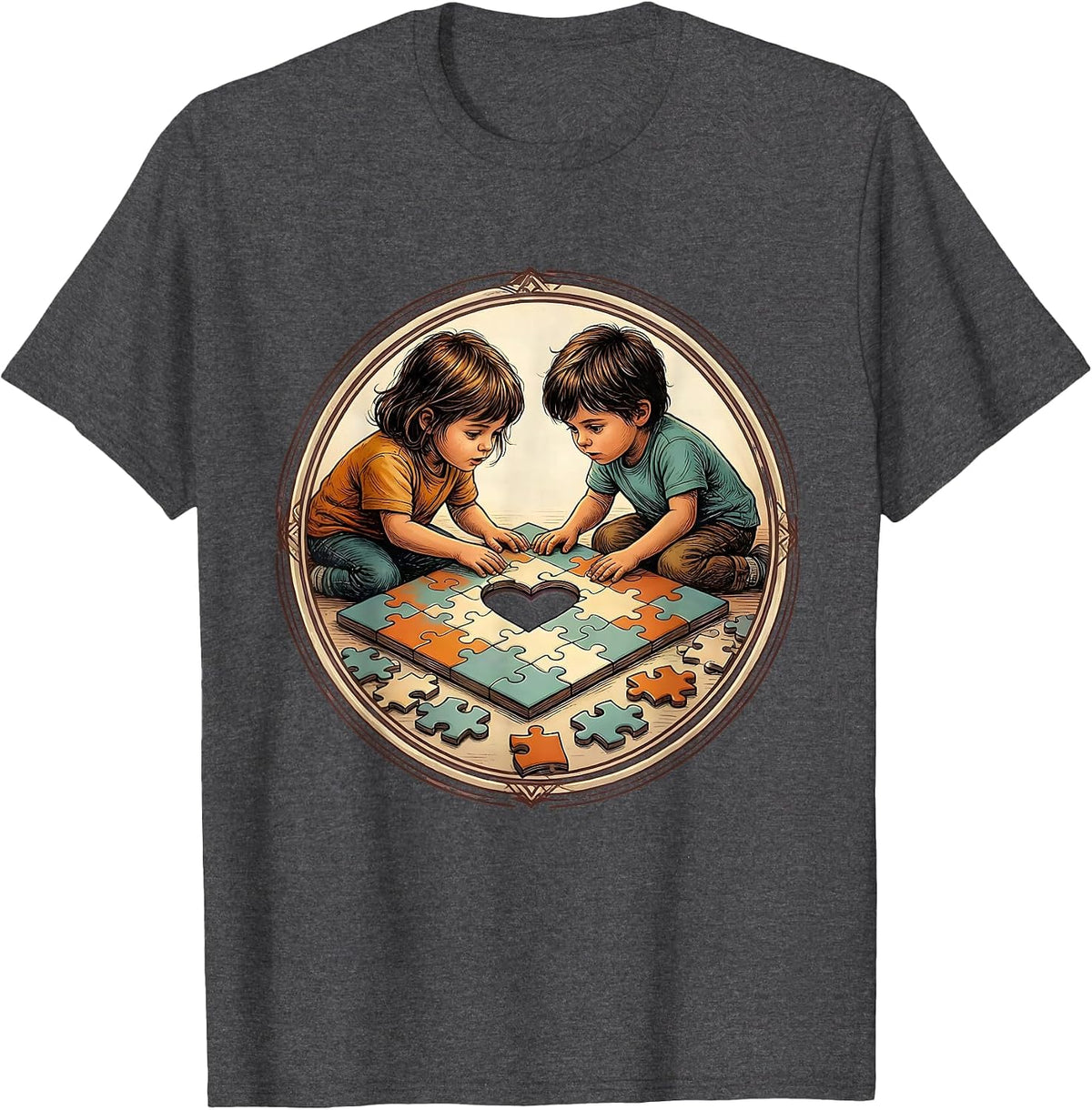 SPED Teacher Puzzle Collaboration Graphic T-Shirt - Dark Heather Grey