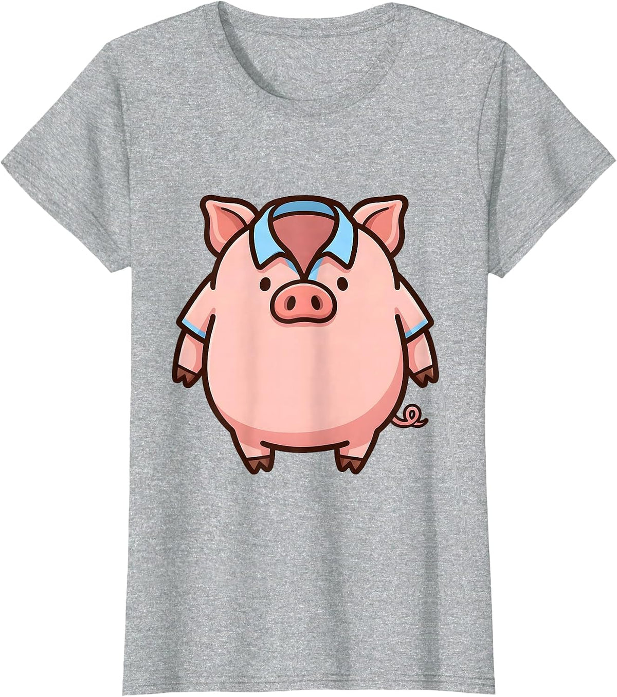 Pig-Shaped Kawaii Cute Animal Lover Halloween Costume T-Shirt - Heather Grey