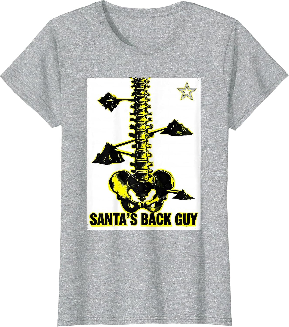Santa's Back Guy Funny Chiropractor Spine Pun Christmas T-Shirt - Heather Grey
