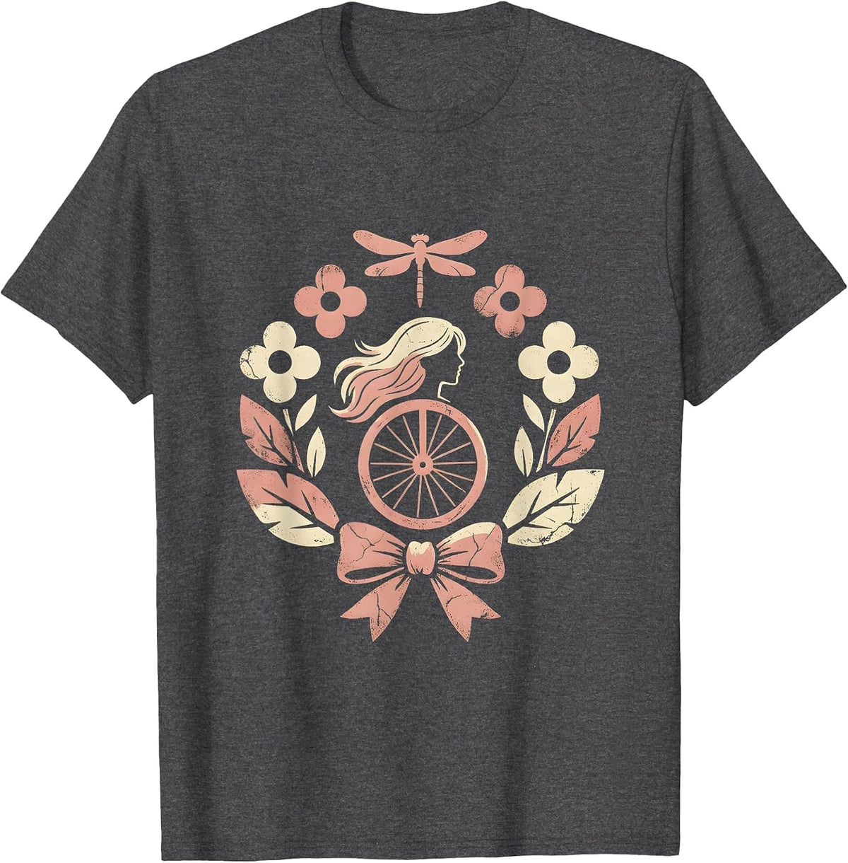 Freedom Rider Bicycle Sunset Graphic Tee T-Shirt - Dark Heather Grey