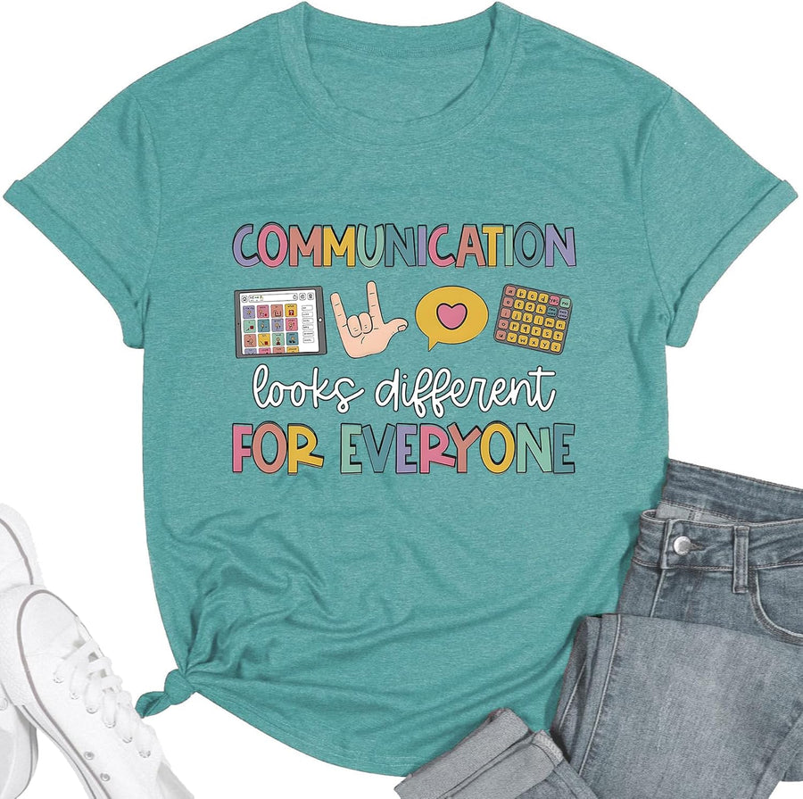 Teacher Shirts for Women Autism Speech Therapy T-Shirt Special Education Mental Health Teacher T-Shirt SLP Graphic Tee Top -