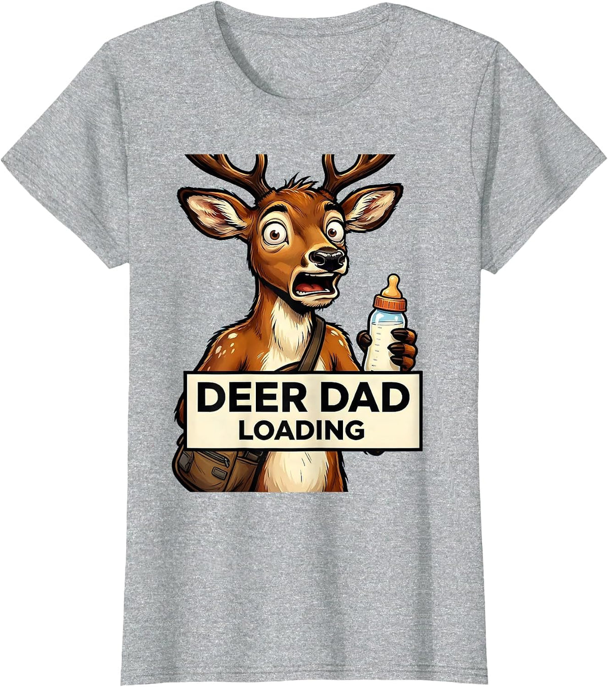 Women's Deer Dad Loading Funny Hunting Father Design T-Shirt - Heather Grey