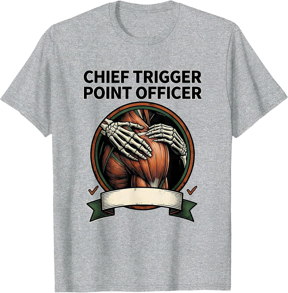 Men's Chief Trigger Point Officer Vintage Massage Therapist T-Shirt - Heather Grey