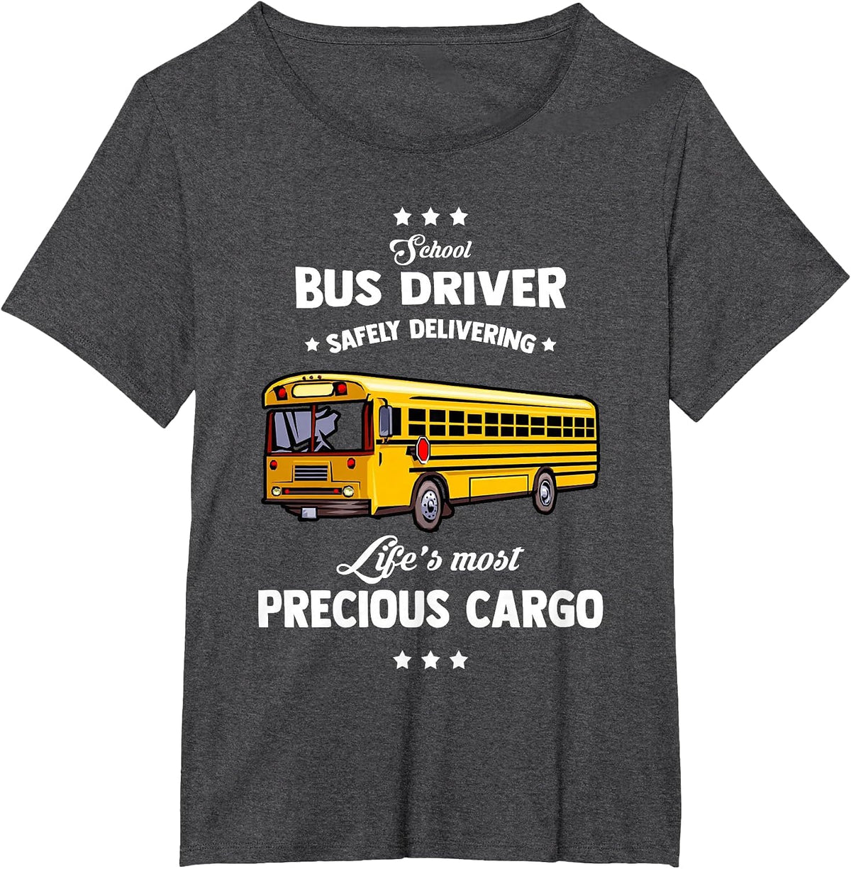 School Bus Driver Safely Delivering | School Bus Driver T-Shirt - Dark Heather Grey