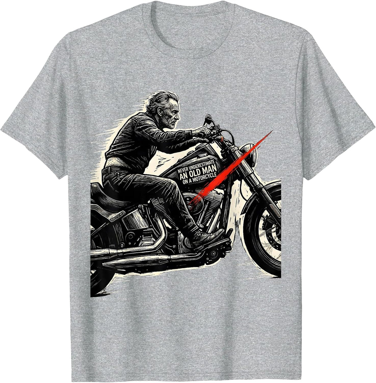 Men's Never Underestimate An Old Man On A Motorcycle Funny T-Shirt - Heather Grey
