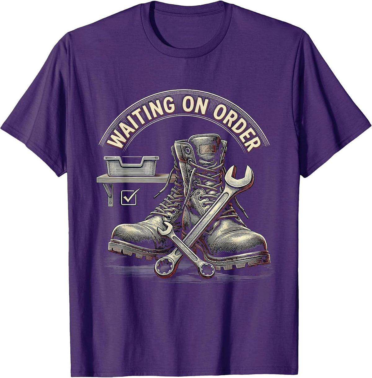 Waiting On Order Crosshatch Etching Auto Mechanic Auto T-Shirt - Purple