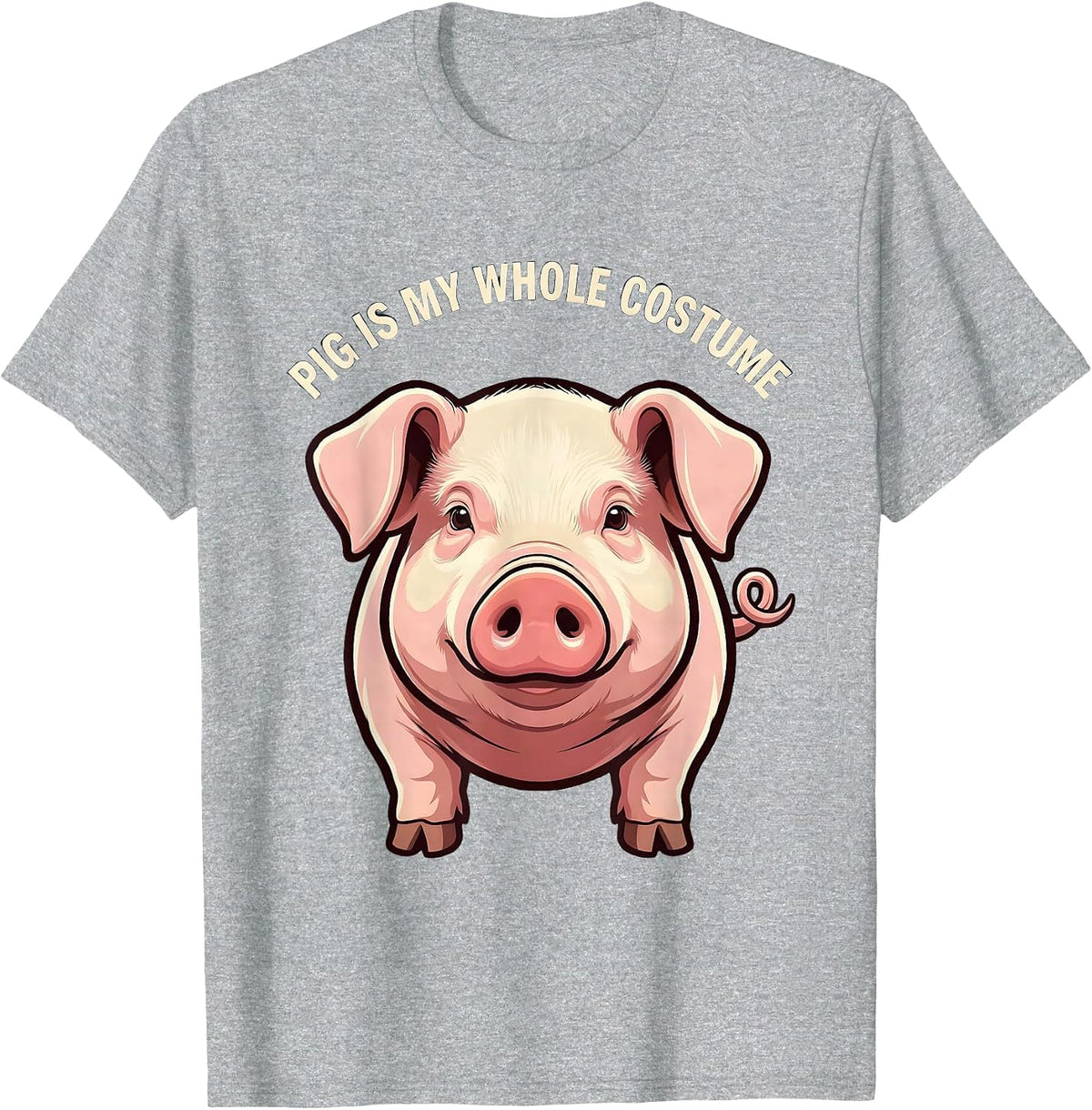 Men's Pig Is My Whole Costume Funny Pig Lover Halloween Costume T-Shirt - Heather Grey