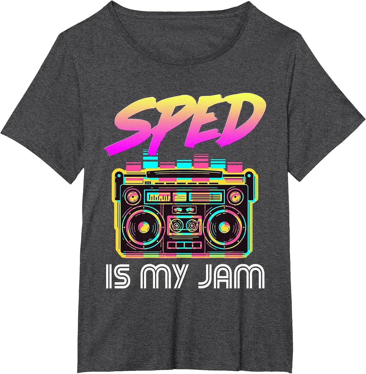 Back to School Retro SPED is My Jam 80s Teacher Boombox T-Shirt - Dark Heather Grey