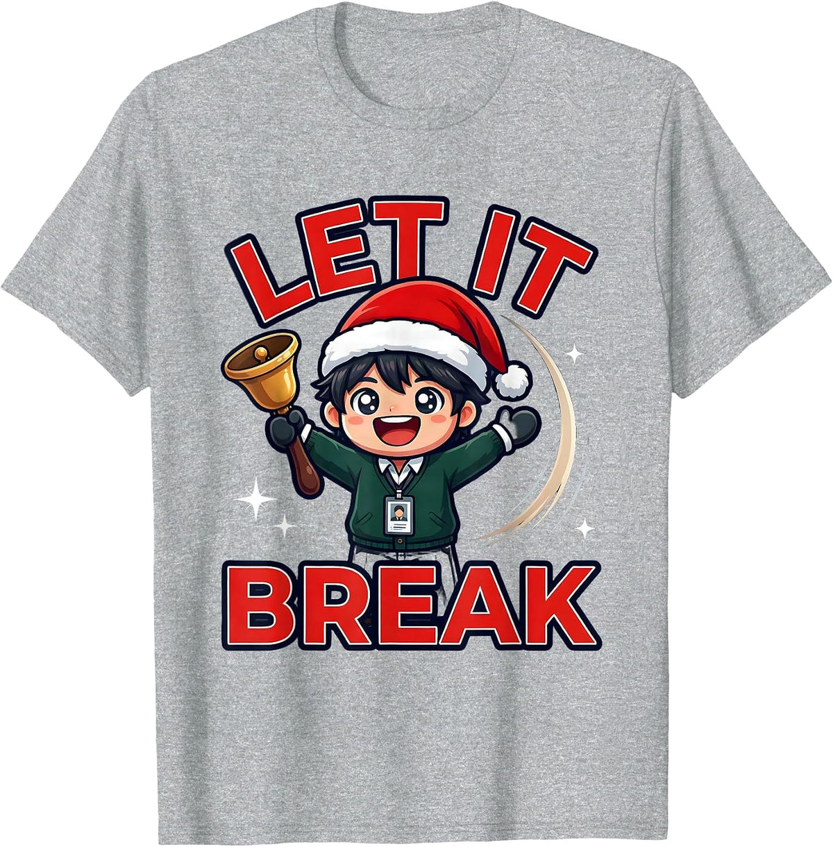 Men's LET IT BREAK Funny Teacher Christmas Break Countdown T-Shirt - Heather Grey