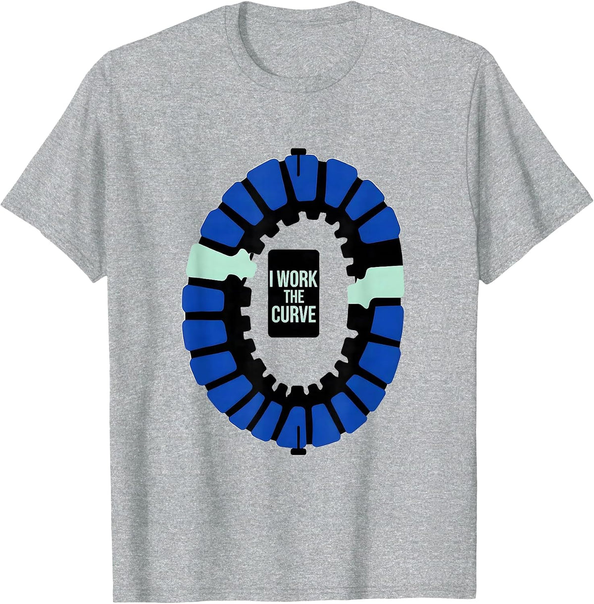 Men's I Work The Curve Hard-Edge Chiropractic Spine Humor T-Shirt - Heather Grey