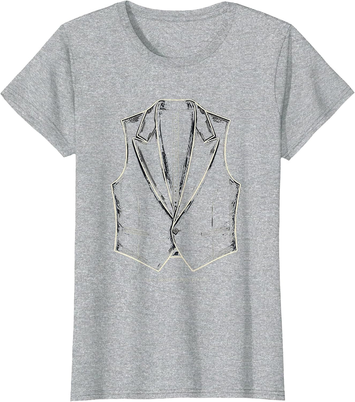 Fully Dressed, Zero Effort Formalwear Halloween Tuxedo T-Shirt - Heather Grey