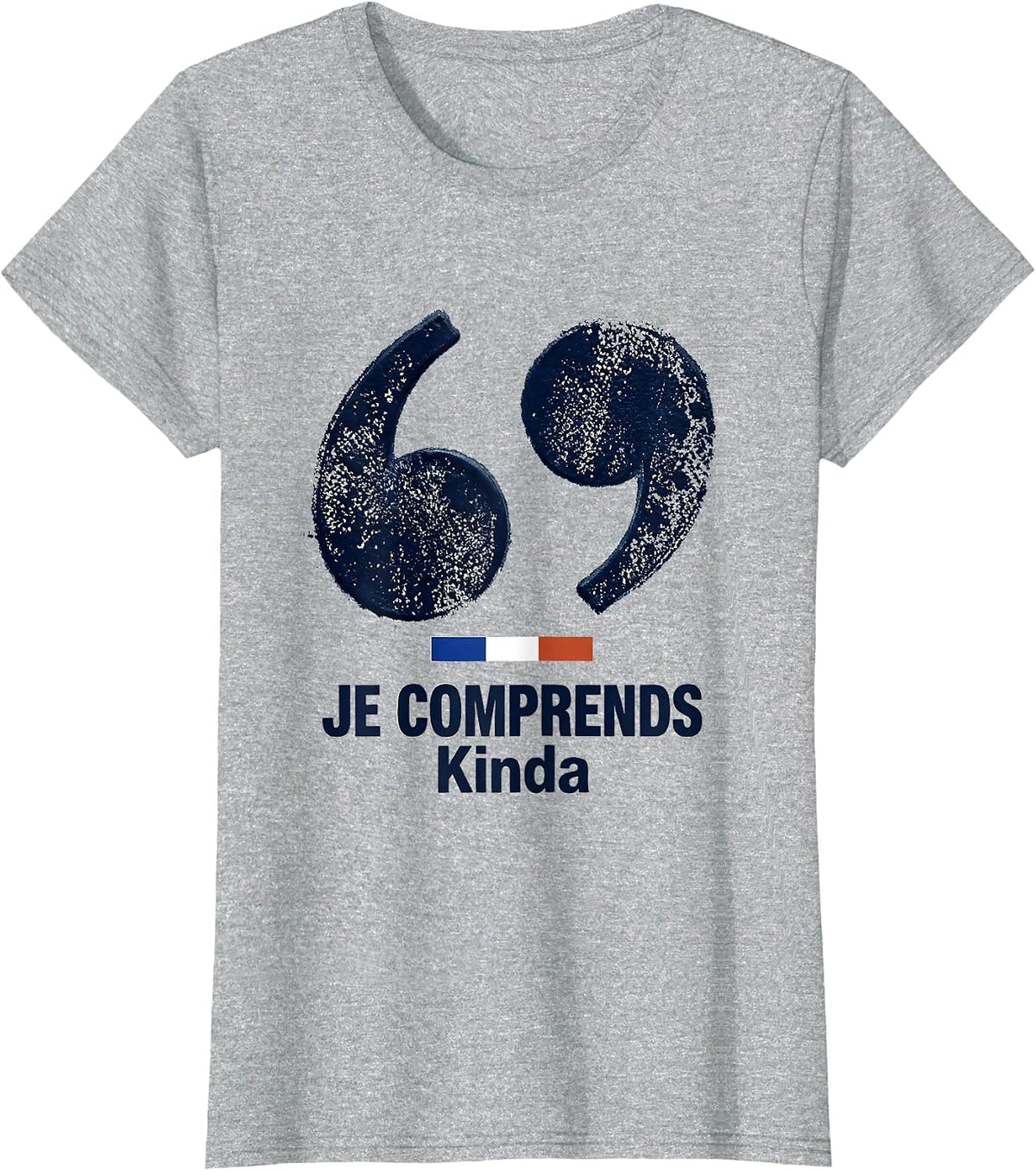 Women's Je Comprends Kinda Rubber Stamp French Flag Francophile T-Shirt - Heather Grey