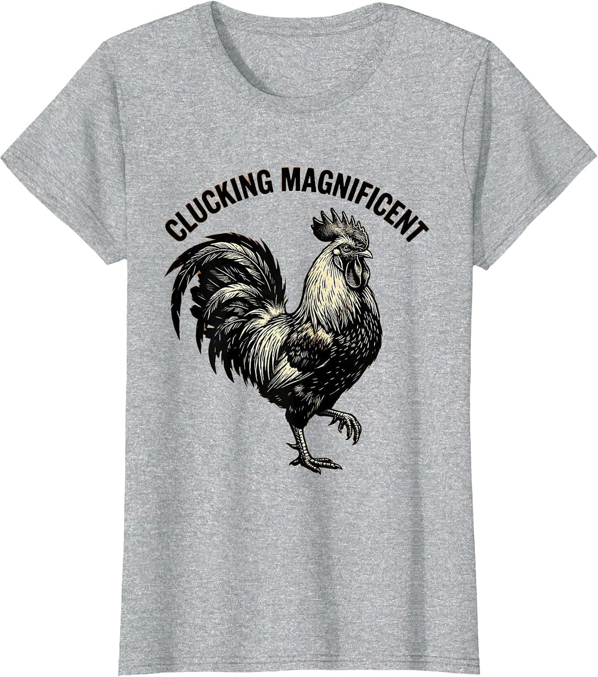 Women's Clucking Magnificent Chicken Graphic Design T-Shirt - Heather Grey