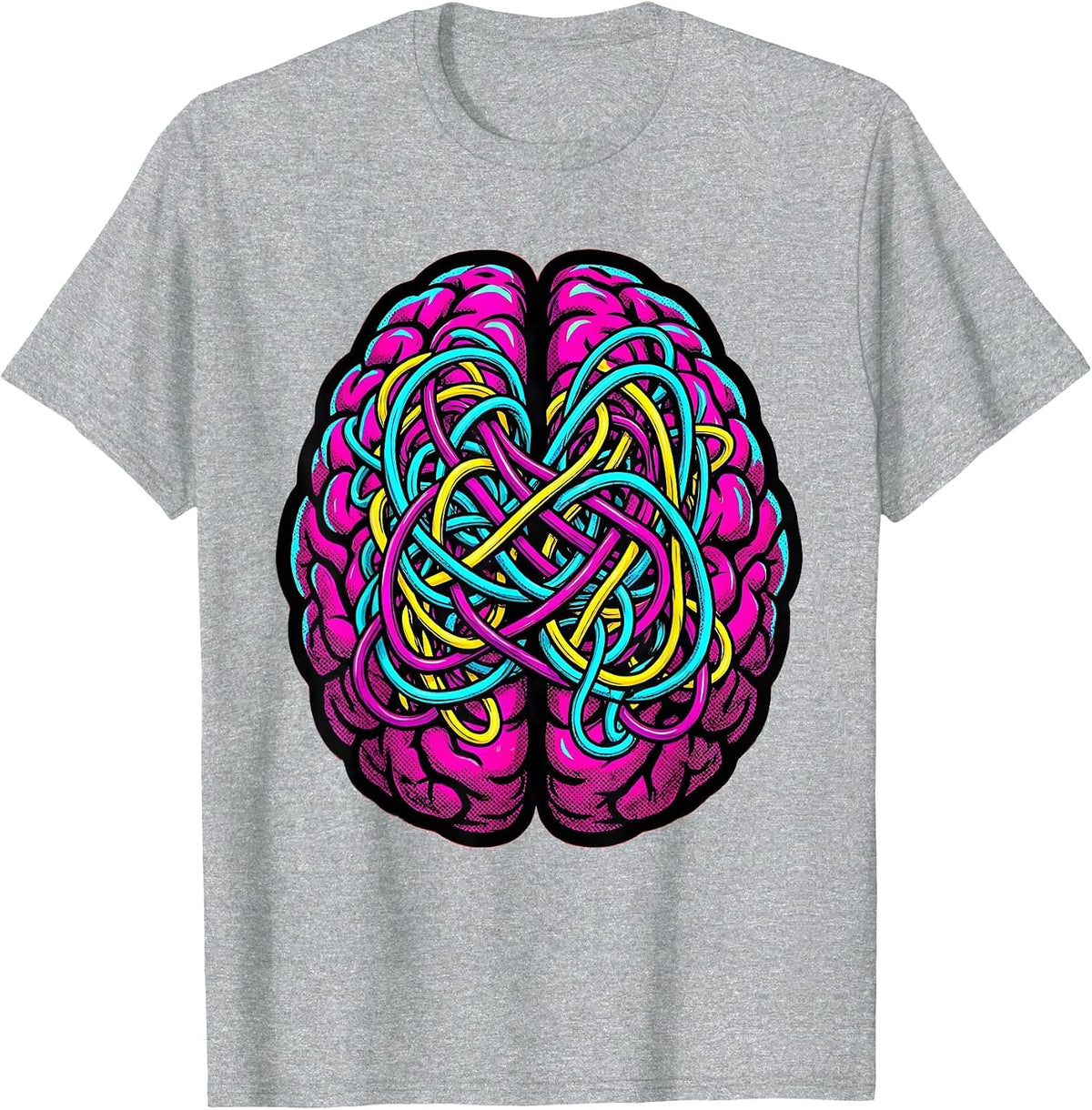 Men's Dyslexia Awareness Brain Colorful Wiring Illustration T-Shirt - Heather Grey