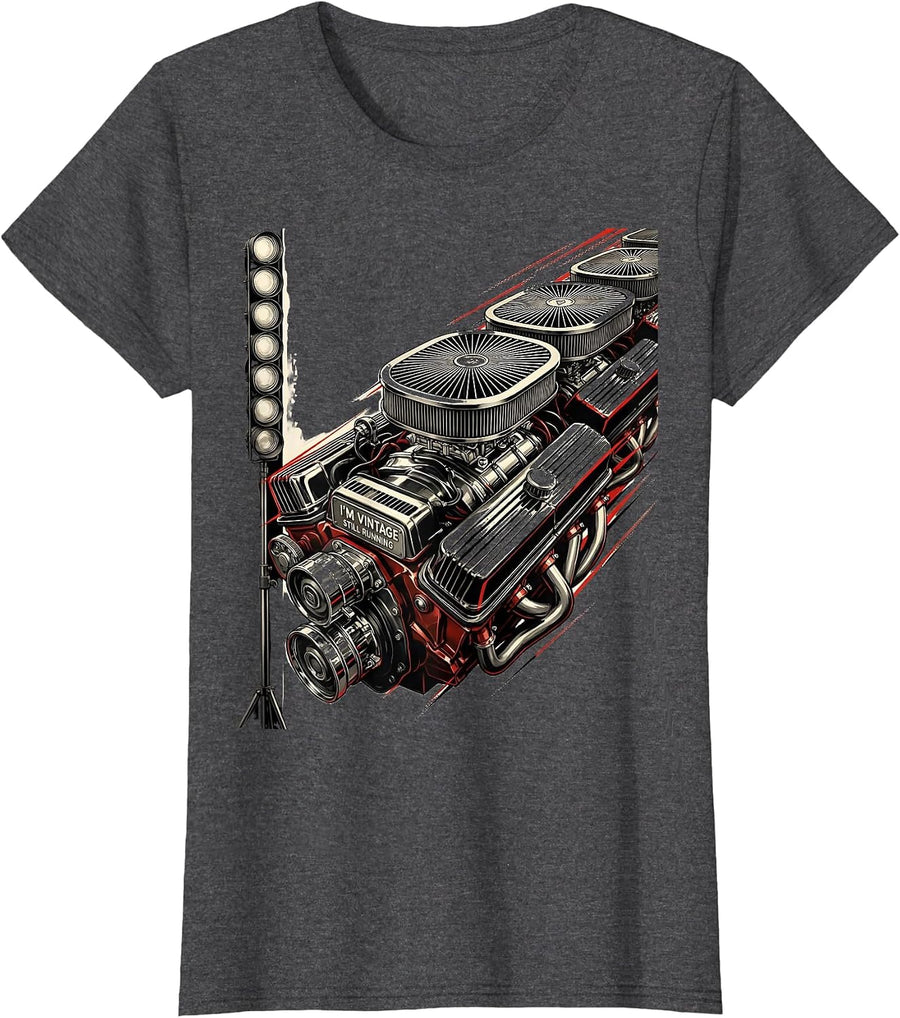 Women's I'm Vintage Still Running Futurist Dynamism Classic Car T-Shirt - Dark Heather Grey