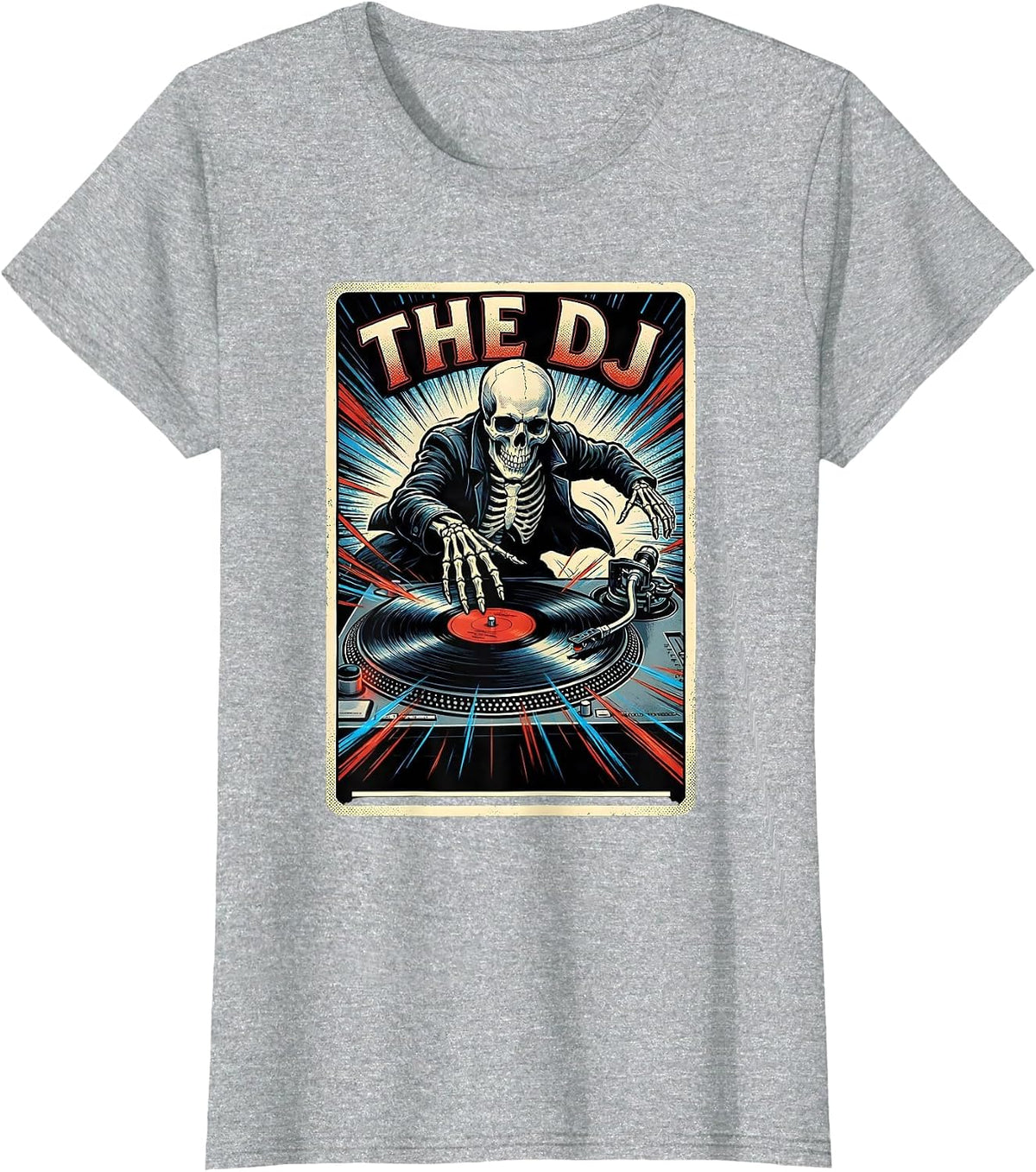 The DJ Comic Book Gothic Tarot Card DJ Gift T-Shirt - Heather Grey