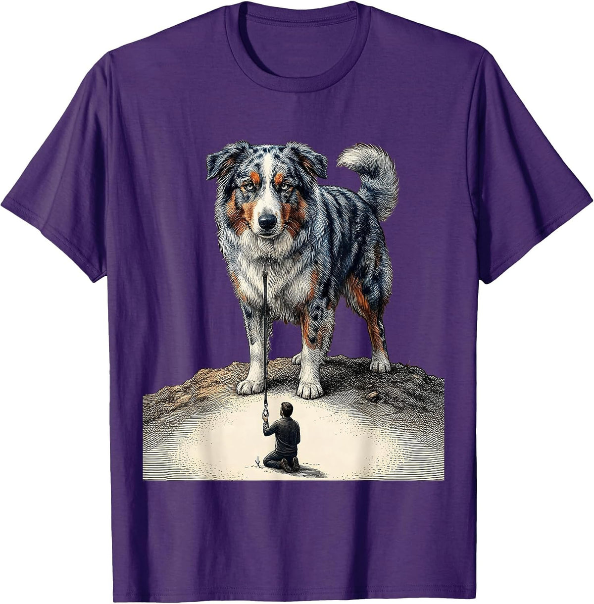 Men's Australian Shepherd Dog Mom Dad Humor Mini Aussie Gift T-Shirt - Purple