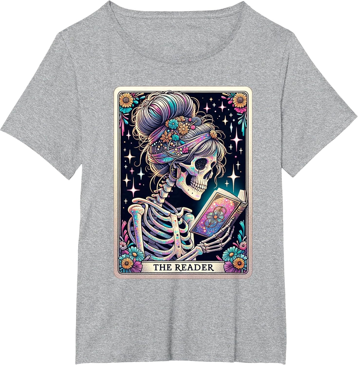 The Reader Funny Tarot Card Women Book Lover Librarian Read T-Shirt - Heather Grey