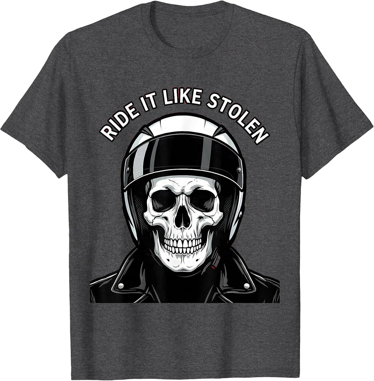 Men's Ride It Like Stolen Motorcycle Biker Design T-Shirt - Dark Heather Grey