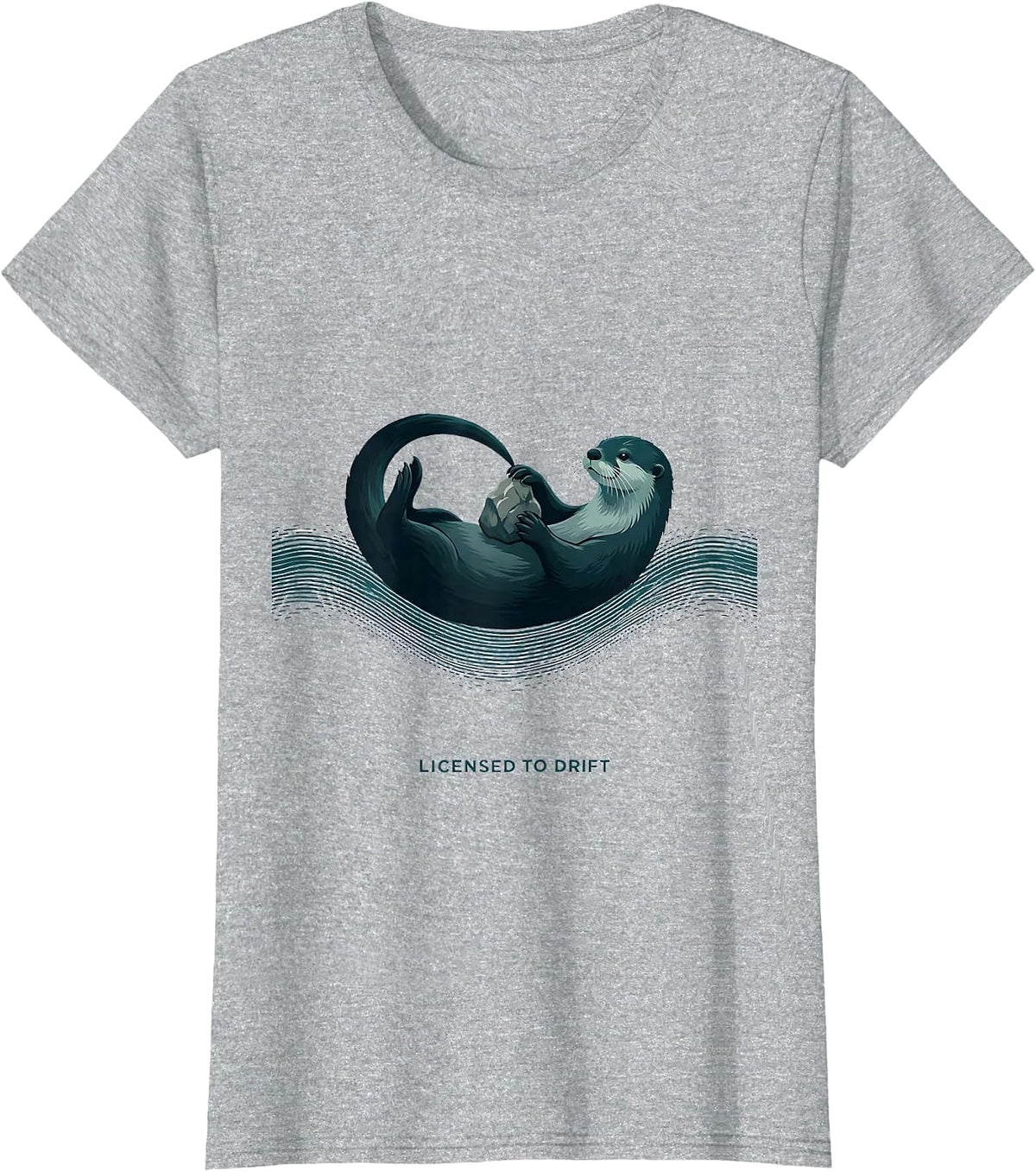 Licensed to Drift Funny Otter Lover Sea Animal Humor Gift T-Shirt - Heather Grey