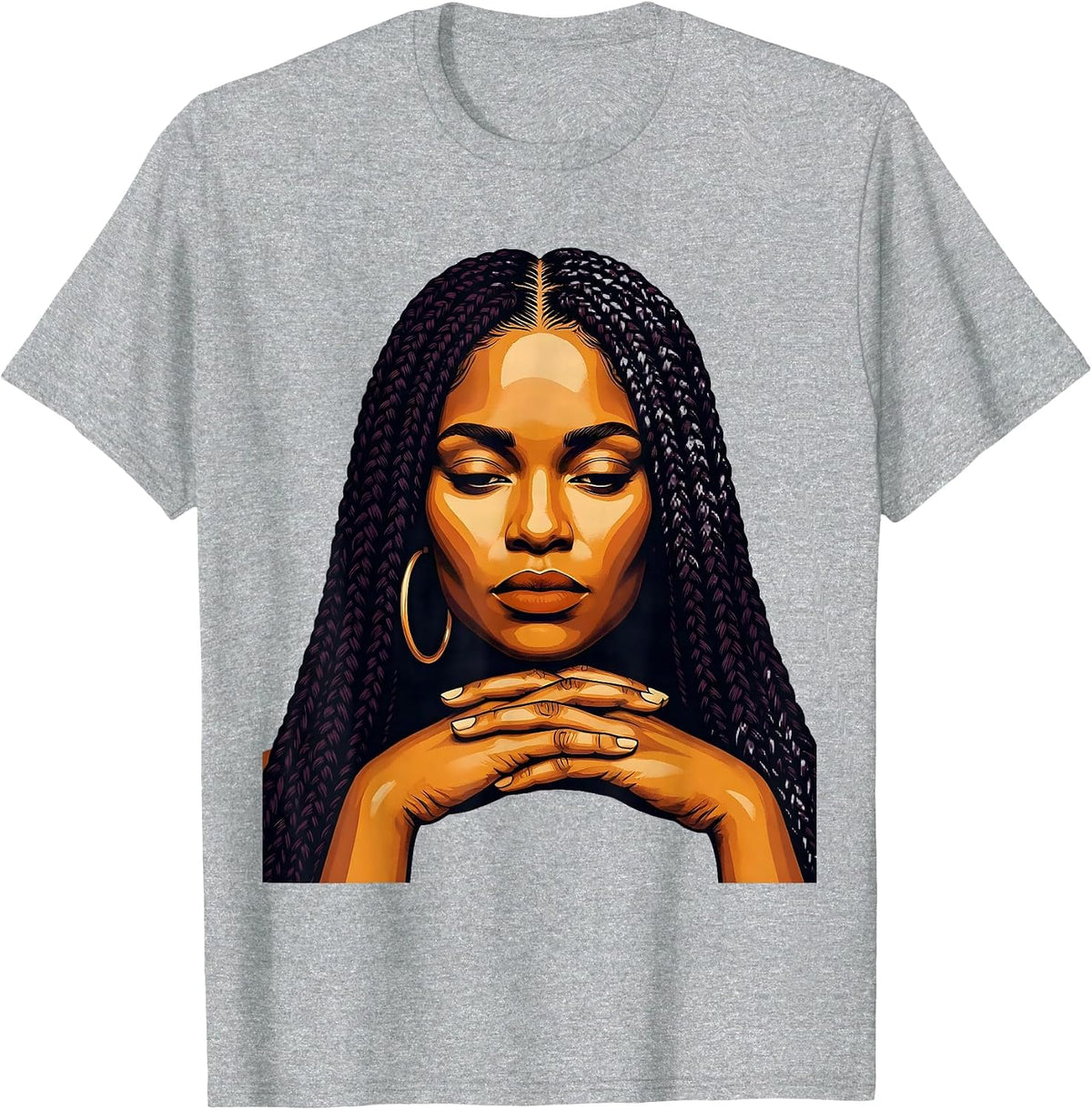 Men's Black Woman Braids Screenprint Unapologetic Pride T-Shirt - Heather Grey