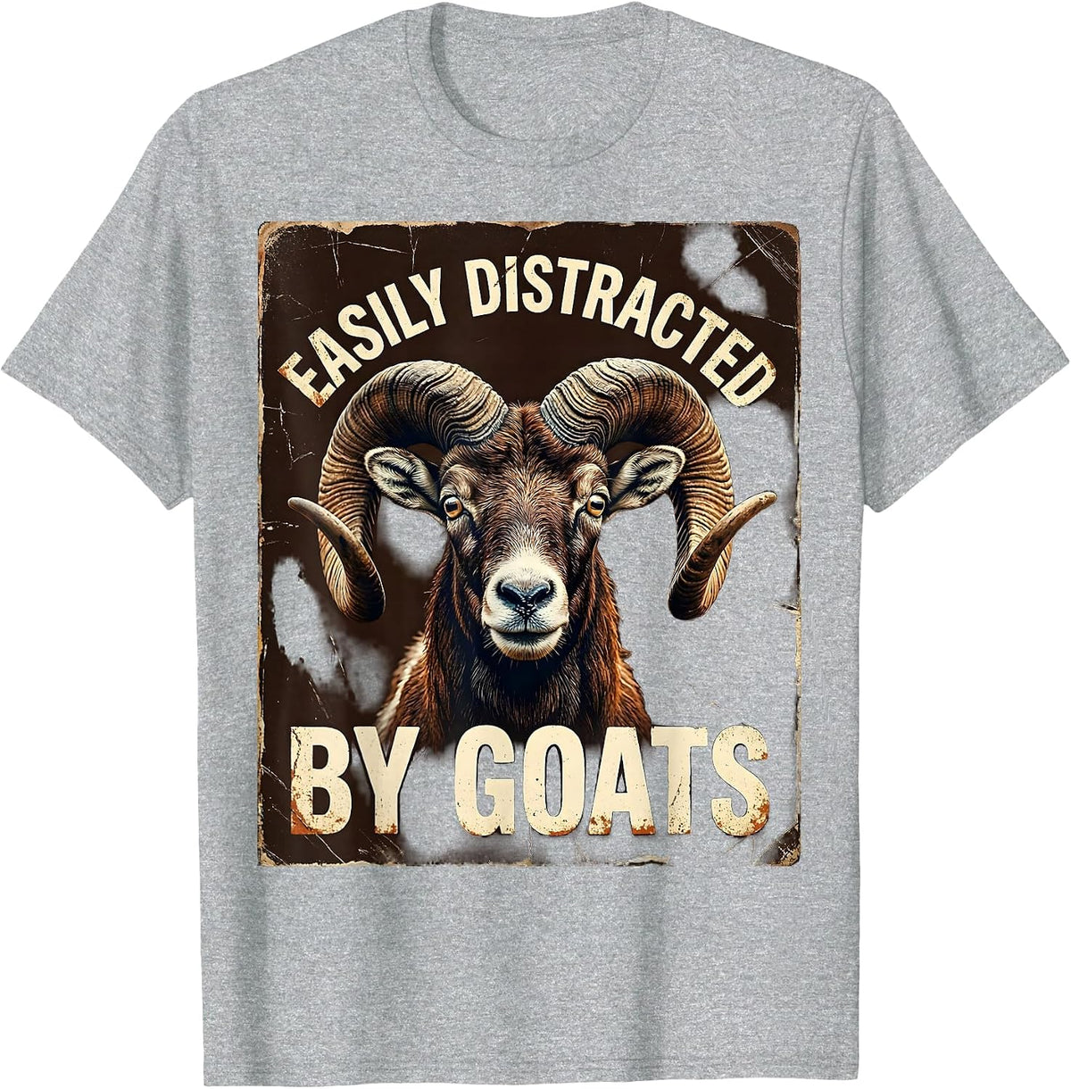 Men's Easily Distracted By Goats Funny Goat Lover Design T-Shirt - Heather Grey