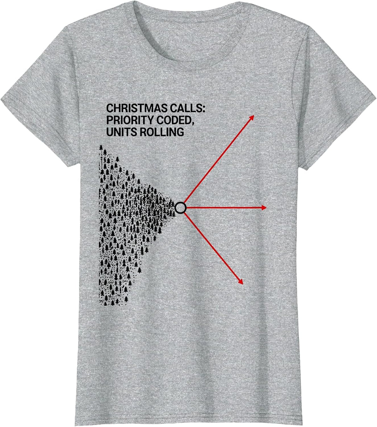 Women's Christmas Calls: Priority Coded, Units Rolling Funny 911 T-Shirt - Heather Grey