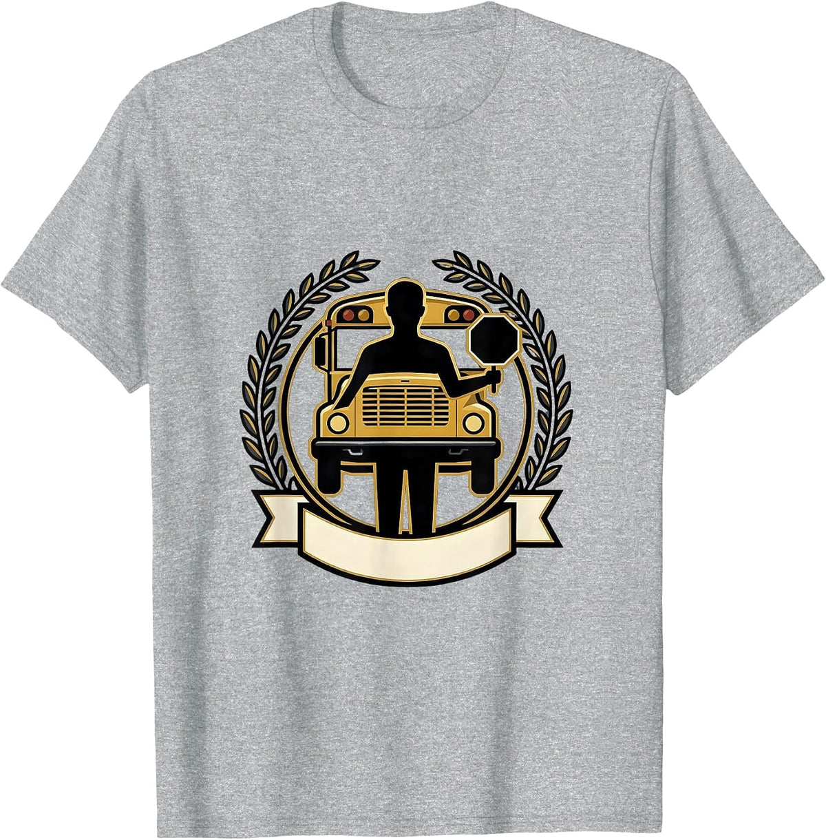 Men's School Bus Driver Crest Emblem Novelty Gift T-Shirt - Heather Grey