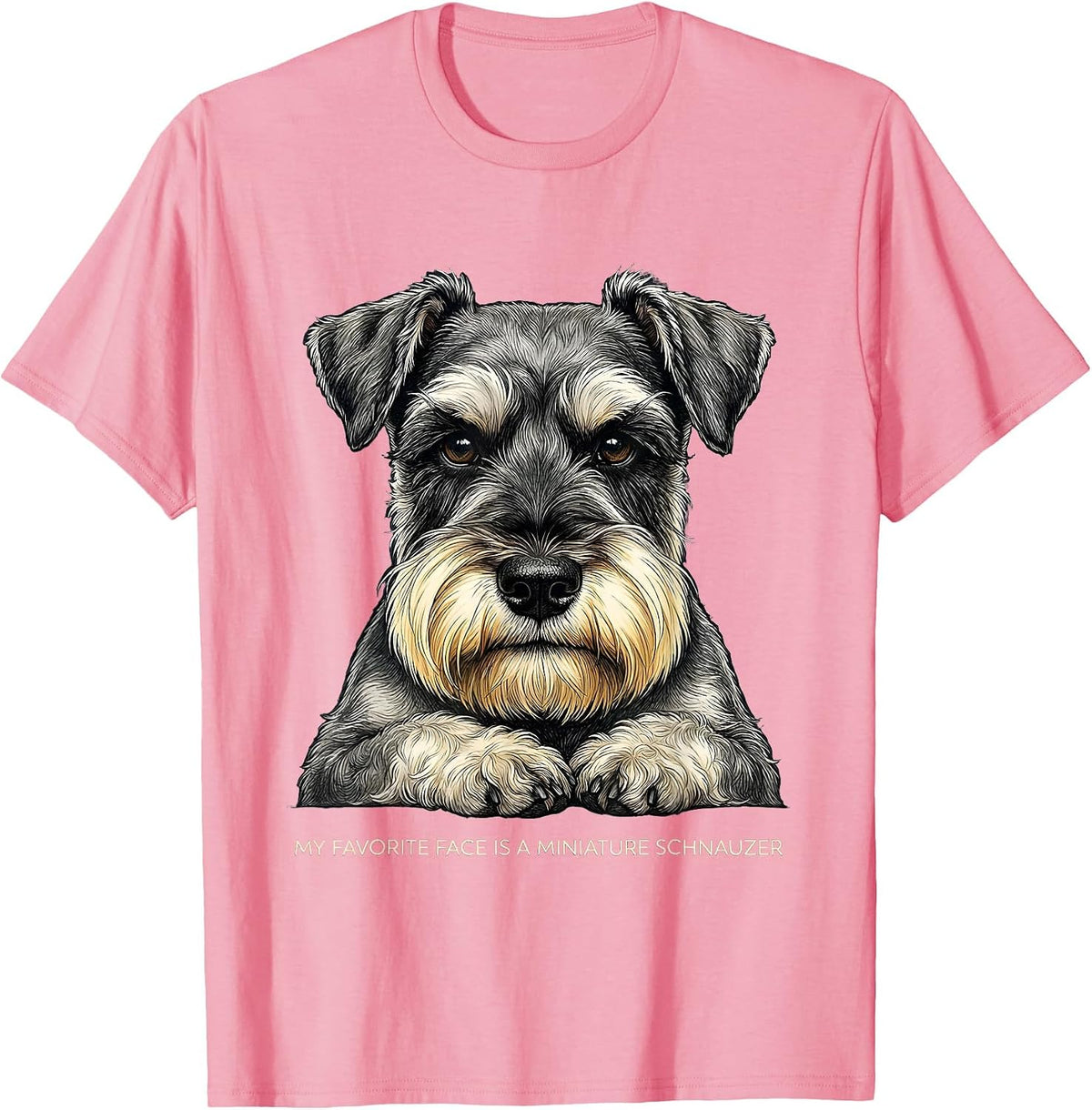 Men's My Favorite Face Is A Miniature Schnauzer Dog Lover T-Shirt - Pink