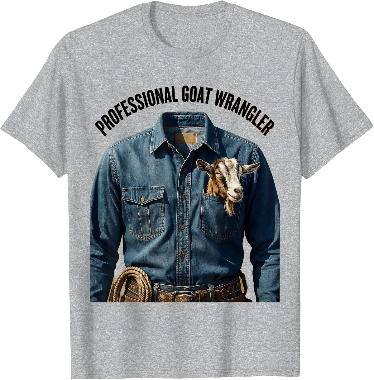 Men's Professional Goat Wrangler Funny Goat Design T-Shirt - Heather Grey