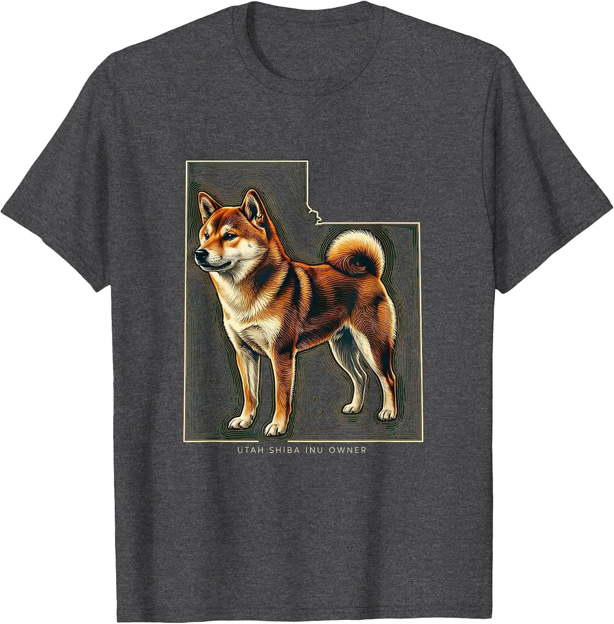 Utah Shiba Inu Owner Topographic Contour Dog Lover Gift T-Shirt - Dark Heather Grey