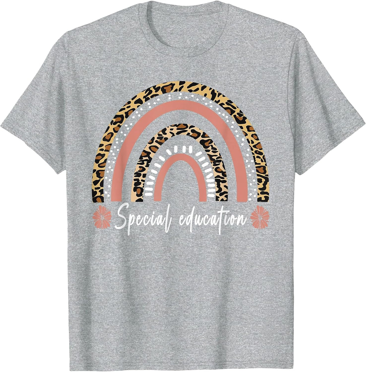 Special Education Teacher SPED Leopard Boho Rainbow T-Shirt - Heather Grey